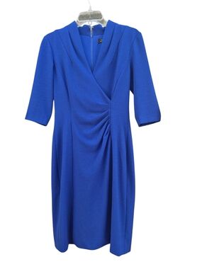 Tahari S Levine Chic Cobalt Wrap-Ruched Midi Dress
